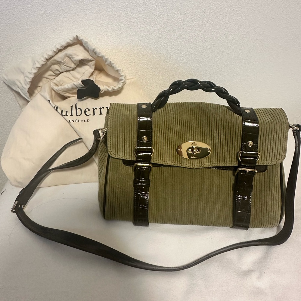 [sold] Mulberry Alexa Summer Khaki Suede Corduroy Bag